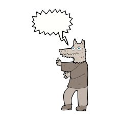 cartoon funny werewolf with speech bubble N12