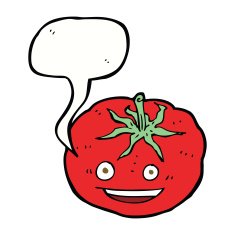 cartoon tomato with speech bubble N37