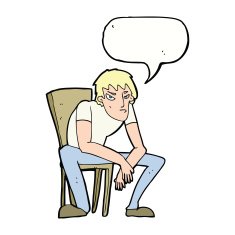 cartoon dejected man with speech bubble N7
