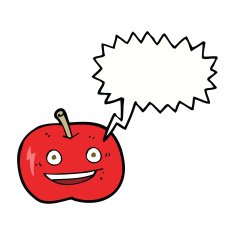 cartoon shiny apple with speech bubble N4