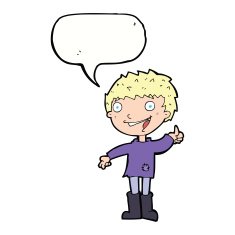 cartoon excited boy with speech bubble N130