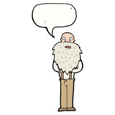 cartoon bearded old man with speech bubble N36