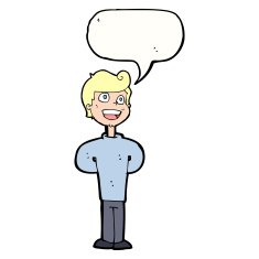 cartoon happy man with speech bubble N414