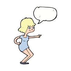 cartoon girl pointing with speech bubble N24