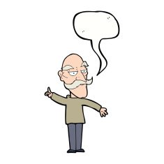 cartoon old man telling story with speech bubble N8