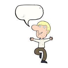 cartoon happy man with speech bubble N415
