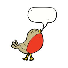 cartoon christmas robin with speech bubble N5