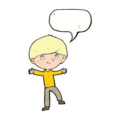 cartoon excited boy with speech bubble N132