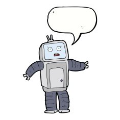 cartoon funny robot with speech bubble N70