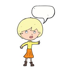 cartoon woman asking question with speech bubble N27