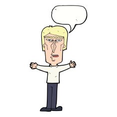 cartoon angry man with speech bubble N78