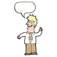 cartoon man with good idea speech bubble N17