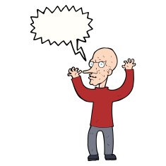 cartoon mean man with speech bubble N18