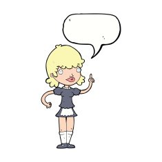 cartoon maid with speech bubble N36