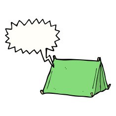cartoon traditional tent with speech bubble