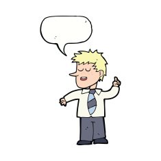 cartoon man with good idea speech bubble N18