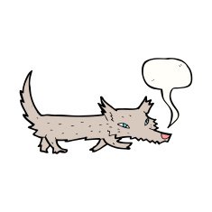 cartoon little wolf with speech bubble N22