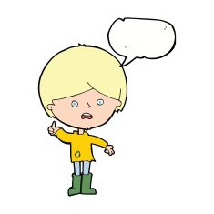cartoon unhappy boy with speech bubble N53