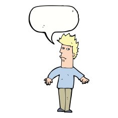 cartoon worried man with speech bubble N87