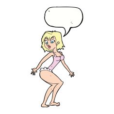 cartoon woman in lingerie with speech bubble N44