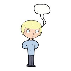 cartoon worried man with speech bubble N89