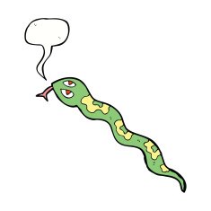 cartoon hissing snake with speech bubble N27