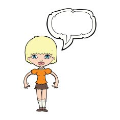 cartoon girl with speech bubble N18