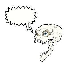 cartoon scary skull with speech bubble N22