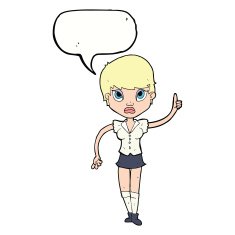 cartoon pretty woman with idea speech bubble N63