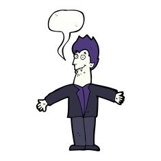 cartoon vampire man with speech bubble N107