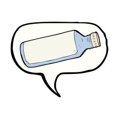 cartoon water bottle with speech bubble N2