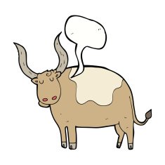 cartoon ox with speech bubble N6