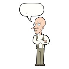 cartoon mean old man with speech bubble N9