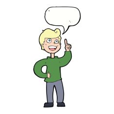cartoon boy with great idea speech bubble N9