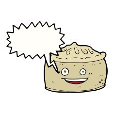 cartoon pie with speech bubble