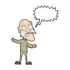 cartoon angry old man with speech bubble N129