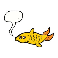 cartoon fish with speech bubble N77