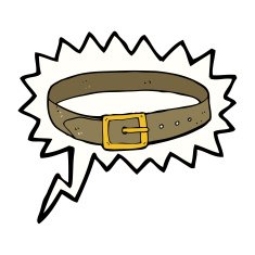 cartoon leather belt with speech bubble