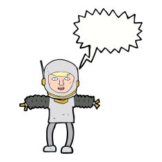 cartoon astronaut with speech bubble N112