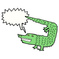 cartoon crocodile with speech bubble N33