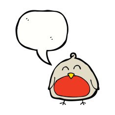 funny cartoon christmas robin with speech bubble