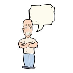 cartoon angry man with mustache speech bubble N9