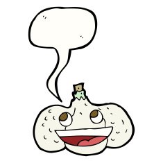 cartoon garlic with speech bubble N2