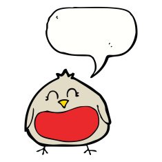 funny cartoon christmas robin with speech bubble N3