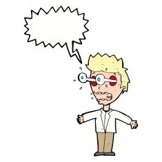 cartoon staring man with speech bubble N17
