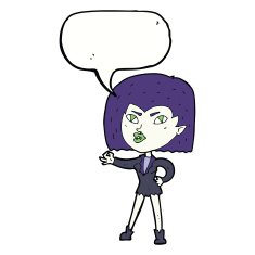 cartoon vampire girl with speech bubble N206