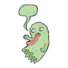 gross cartoon ghost with speech bubble N18