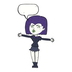 cartoon vampire girl with speech bubble N207