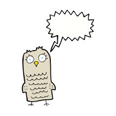 Cartoon owl with speech bubble N59
