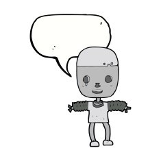 cartoon robot with speech bubble N172